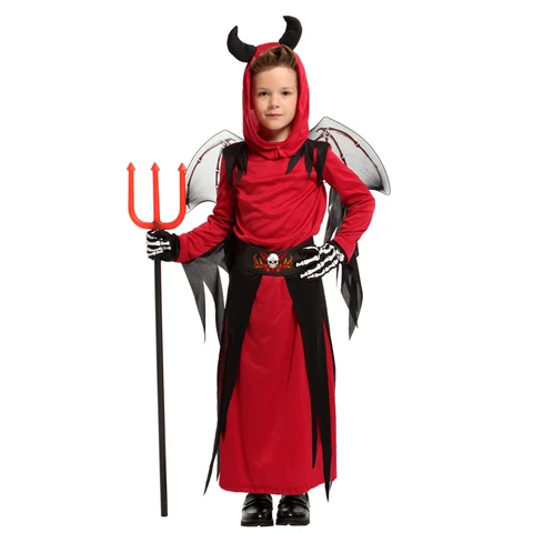 Детский маскарадный костюм с черепом, демоном, крыльями для мальчиков