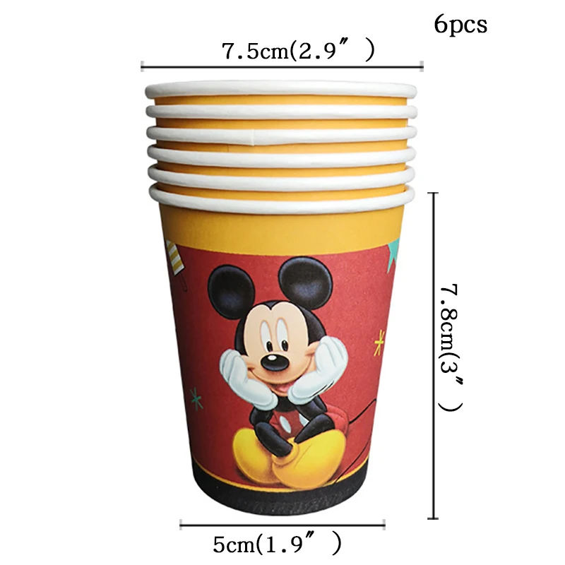 Cup-6pcs Вечерние принадлежности с изображением Микки Мауса, вечерние украшения, Детская Подвеска в виде шара на день рождения - Цвет: Cup-6pcs