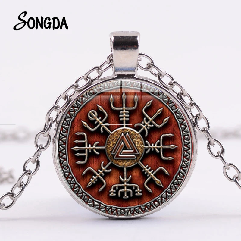 2019 Vegvisir Викинг Компас Ожерелье воин символ Рунический амулет Колье стеклянный