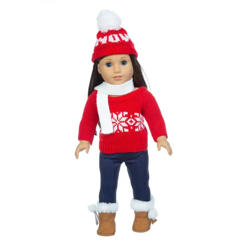 

Newest Fashion Sweater Christmas Dress Hat Doll Accessories 43cm 18 Inch Dolls Clothes For America Girl Dolls Christmas Gifts