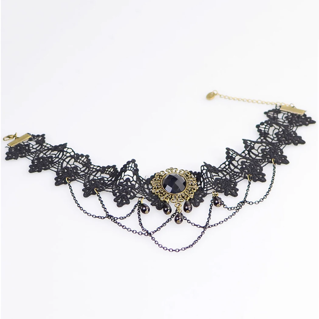 

Gothic Wide Flower Black Lace Chokers Necklaces For Women Fashion Punk Gothic Collares Choker Vintage Chain Necklaces Jewelry