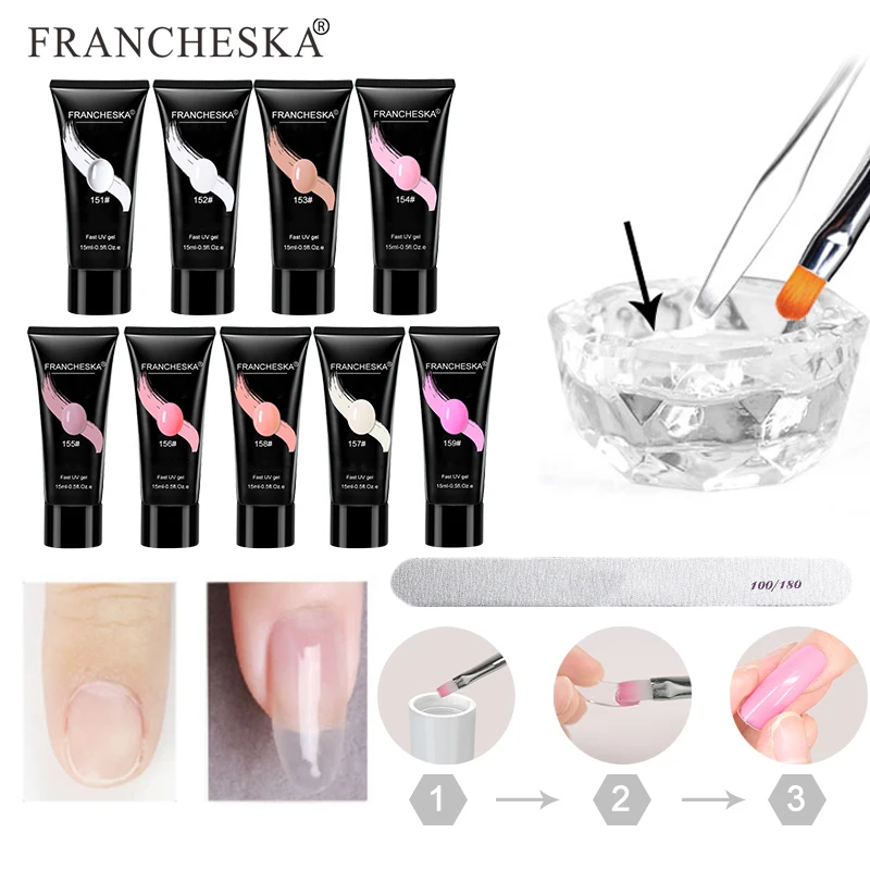 

15g Nails Extension Gel Finger Nail Art Manicure Acryl Glue Nail Model Phototherapy Gel UV Glue Crystal Extension Gel TSLM1