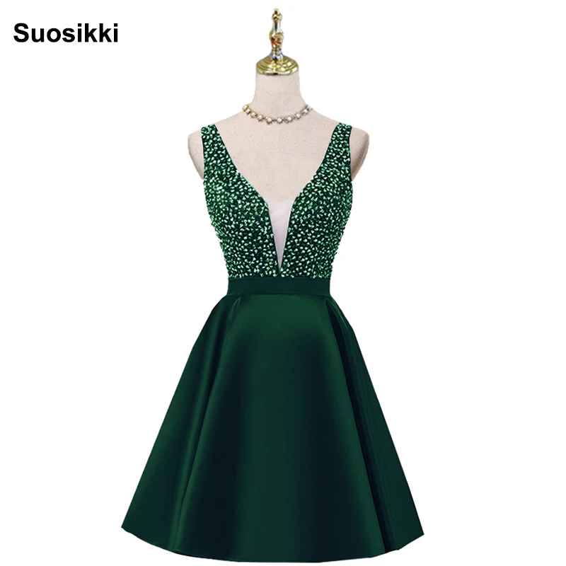 Блестящие хрустальные бисерные Короткие коктейльные платья платье для