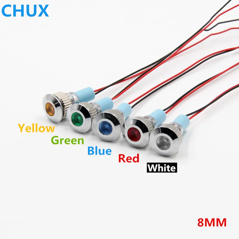 Металлический светодиодный индикатор светильник мм 3 в 5 6 12 В 24 48 110 220 красный