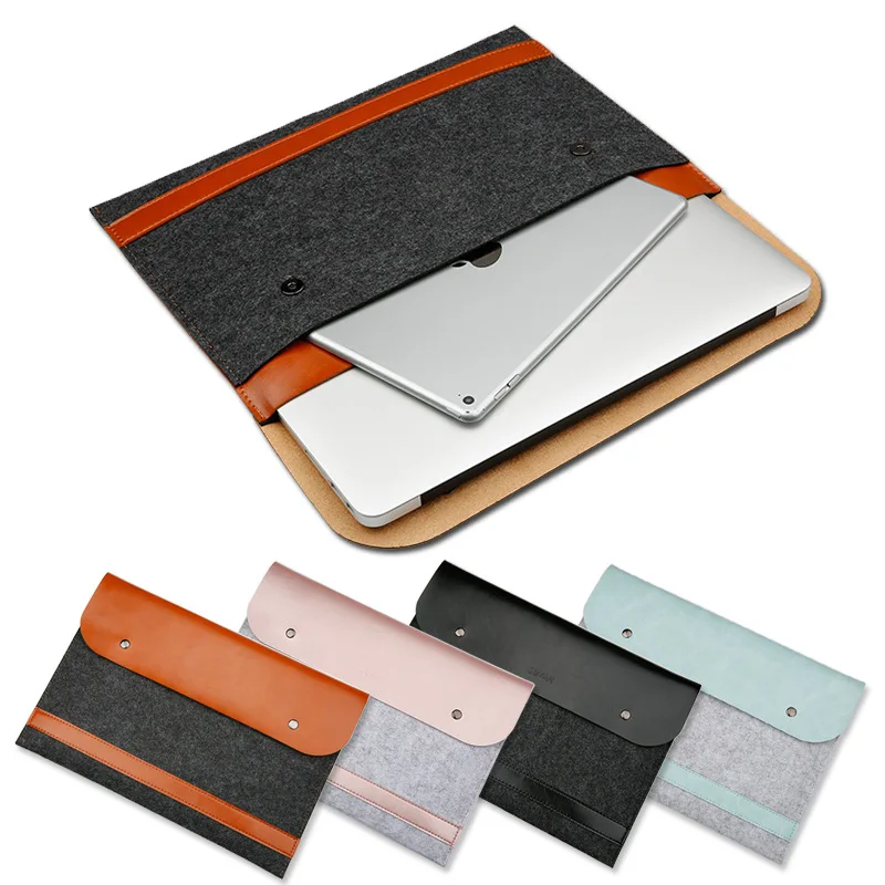 

New PU Leather Bag Magnetic Laptop Sleeve Mouse Pad Pouch Notebook Case for Macbook Air Pro Cover Retina 12 13 15 15.6 Inch