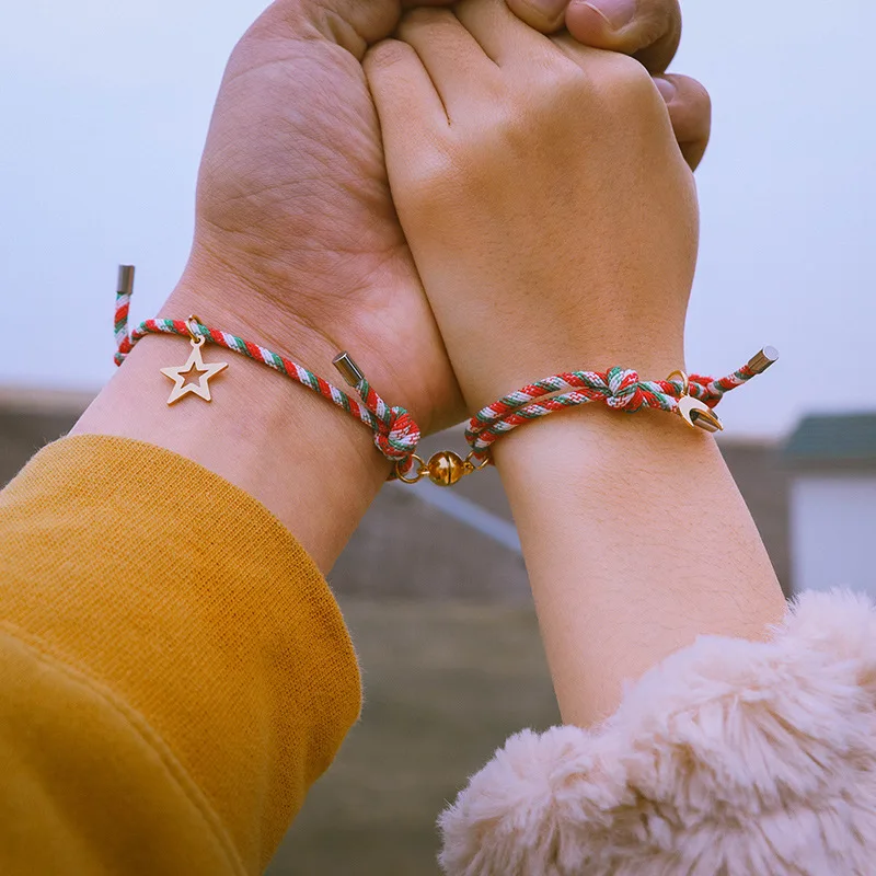 

2Pcs New Milan Rope Braided Couple Magnetic Bracelet for Lovers 2021 alentine's Day Gift Distance Magnet Bracelets
