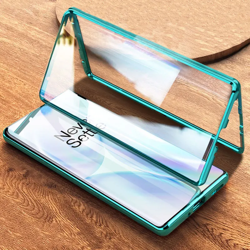 Магнитный чехол для Oneplus 8 Pro двусторонний прозрачный из закаленного стекла One plus 7