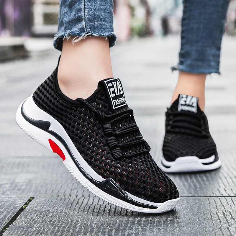 

Women's Breathable Flat Running Shoes Light Soft Sport Shoes Women Tennis Shoes Female Stability Walking Sneakers Trainers Cheap