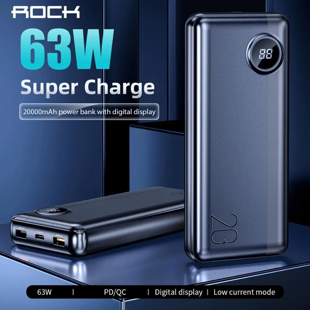 Портативное зарядное устройство Rock Mini 20000 мАч USB Type C быстрая зарядка QC + PD