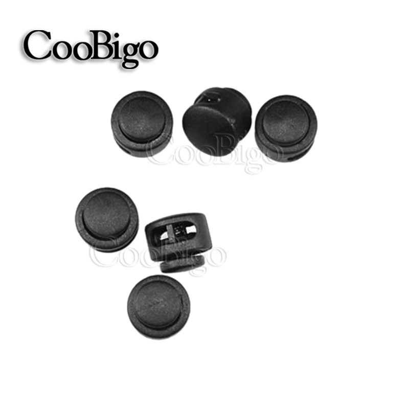 100pcs Plastic Black & White Cord Lock Clamp 2 hole Toggle Clip Stopper 2mm Rope Paracord Garment Shoes Accessories 13.5 x 13mm | Спорт и