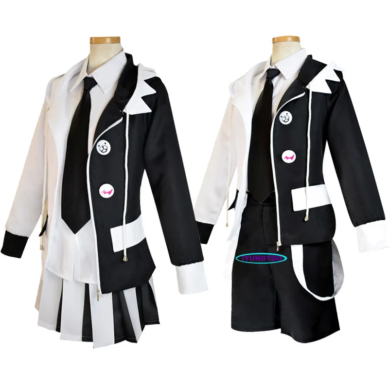 

2021 Costumes Danganronpa Monokuma Cosplay Costume Kuma Personification Adult Man and Woman Uniform Set Free Socks Medal Badge