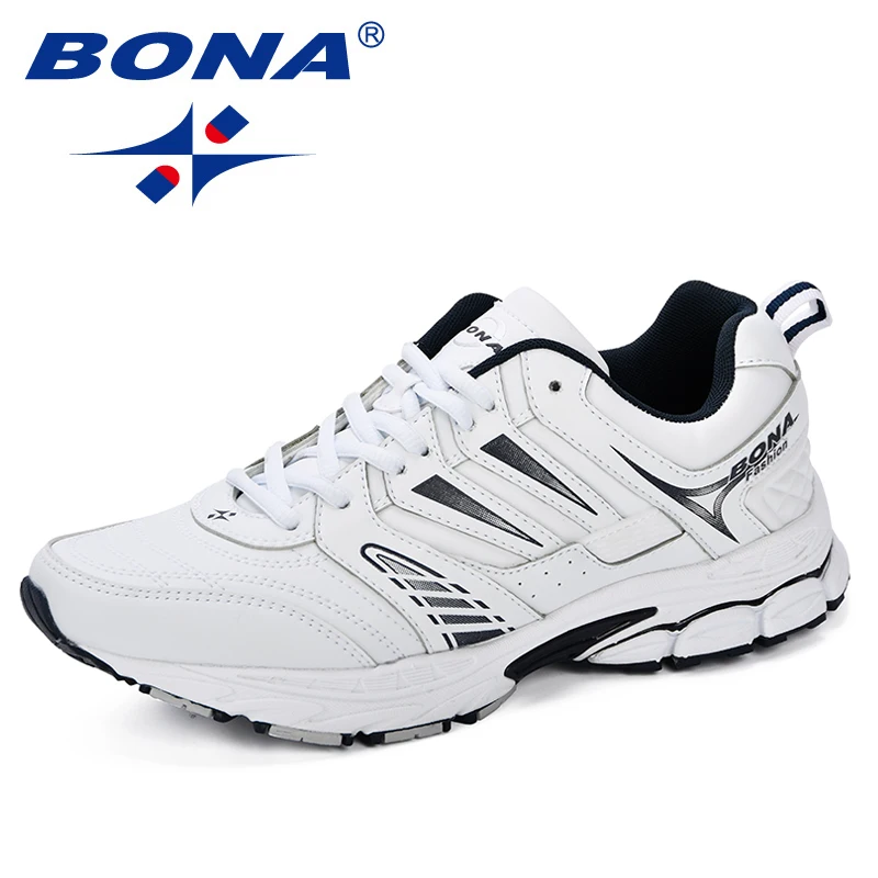BONA Running Shoes Men's Outdoor Chunky Sports Shoes Comfortable Breathable Jogging Tennis Shoes Waterproof Leather Sneakers