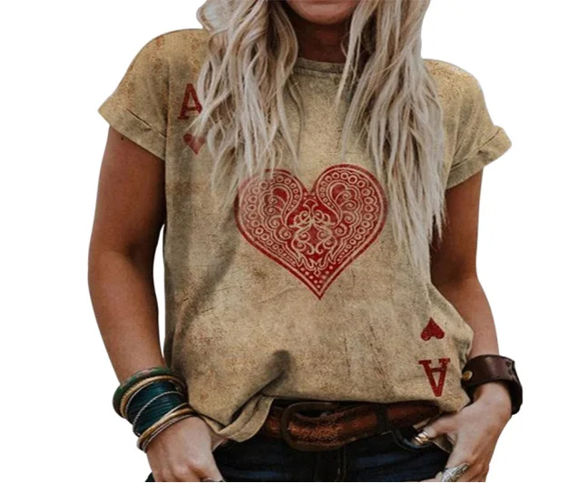

O Neck Tshirt Women's Summer Casual Oversize Print Shirt Tops Loose Vintage Female Tee Streetwear Short Sleeve Clothes S-3XL