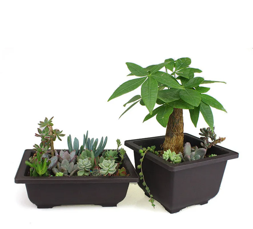

Flower Pot Tray Balcony Square Flower Bonsai Bowl Nursery Basin pots Planter Imitation Plastic Rectangle Flower Pots