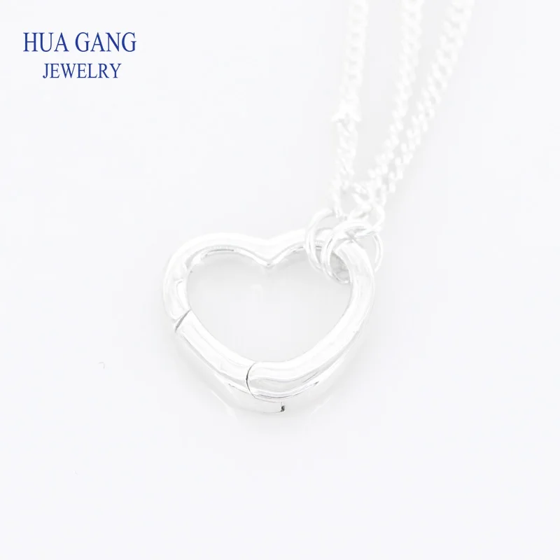 

New S925 Sterling Silver New Sweet Romantic Pando Heart Pendant Beaded Necklace Fashionable Adjustable