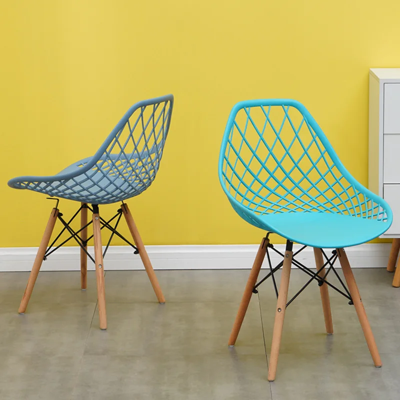 

4Pcs Nordic Modern Eames Grid Plastic Home Living Room Dining Chair Leisure Backrest Balcony Coffee Negotiation Chair Furniture