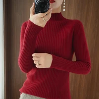 autumn and winter womens half turtleneck cashmere sweater pit bar elastic pullover womens sweater pullover sweater