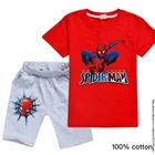 Disney футболка комплект одежды для маленьких мальчиков, футболка детская футболка с человеком-пауком, футболка Летняя футболка с короткими рукавами с принтом
