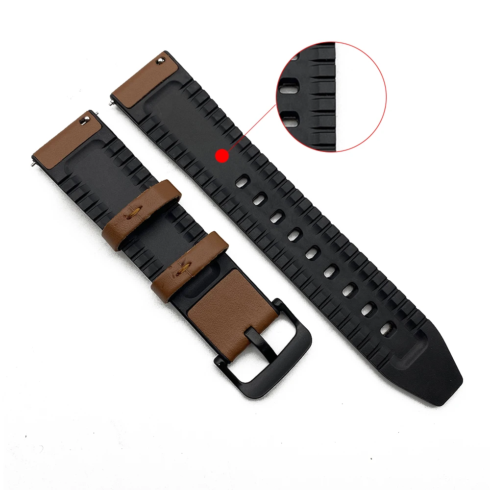 Leather Silicone Watch Band 20mm 22mm Bracelet Quick Release For Huawei Samsung Galaxy Amazfit Straps | Наручные часы