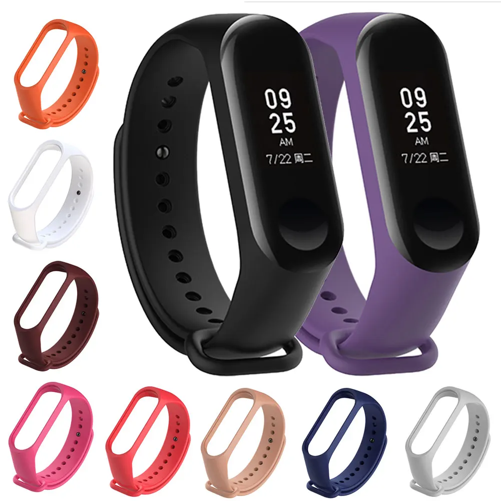 Ремешок сменный спортивный для Xiaomi MI Band 3 4 мягкий силиконовый браслет |