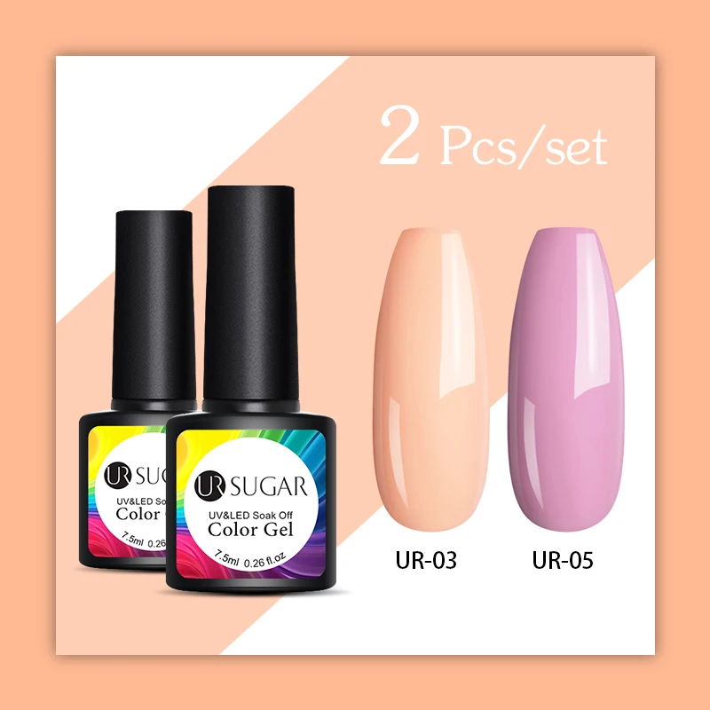 U1 Ur Sugar 2 шт./лот гель для ногтей с блестками Набор лаков розовый гибридный Цвет серии Полупостоянный светодиодный лак для ногтей набор блестки гель - Цвет: U1