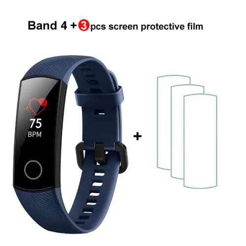 band 4 blu n 3films Huawei Honor Band 4/4, умный Браслет для бега, 0,95 дюймов, умный OLED, для плавания, водонепроницаемый, Bluetooth, фитнес-трекер, сенсорный экран - Цвет: band 4 blu n 3films