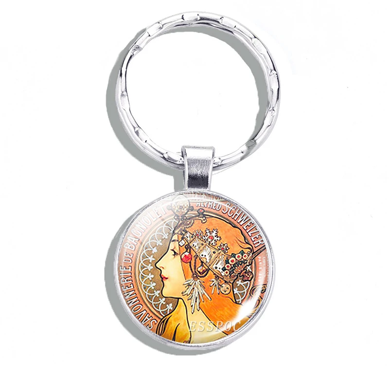 Брелок Alphonse Mucha's Savonnerie Art брелок в стиле ар нуво кабошон стекло подарок модная