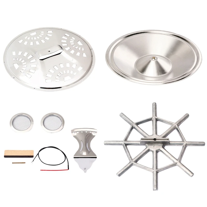 

8Pcs Resonator Cones Soundhole Screens Tailpiece Bridge Saddle for Dobro Guitar