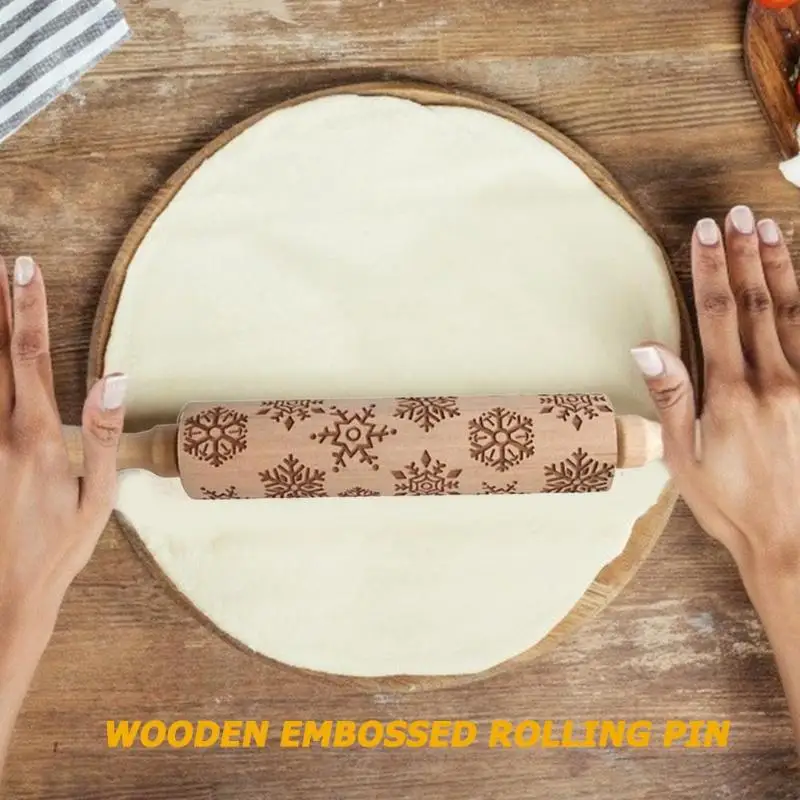 Рождественский подарок узор тисненая Скалка Для DIY кухонные пряники тиснение