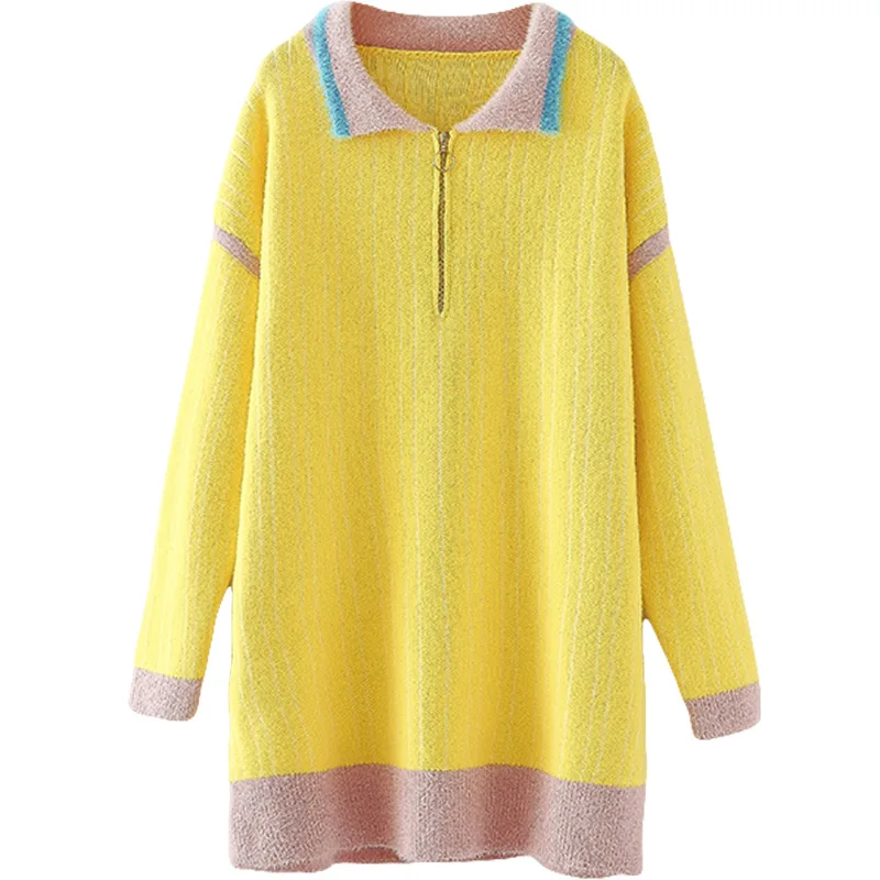 Повседневные женские свитера размера плюс Осень-зима 2019 Модные свободные