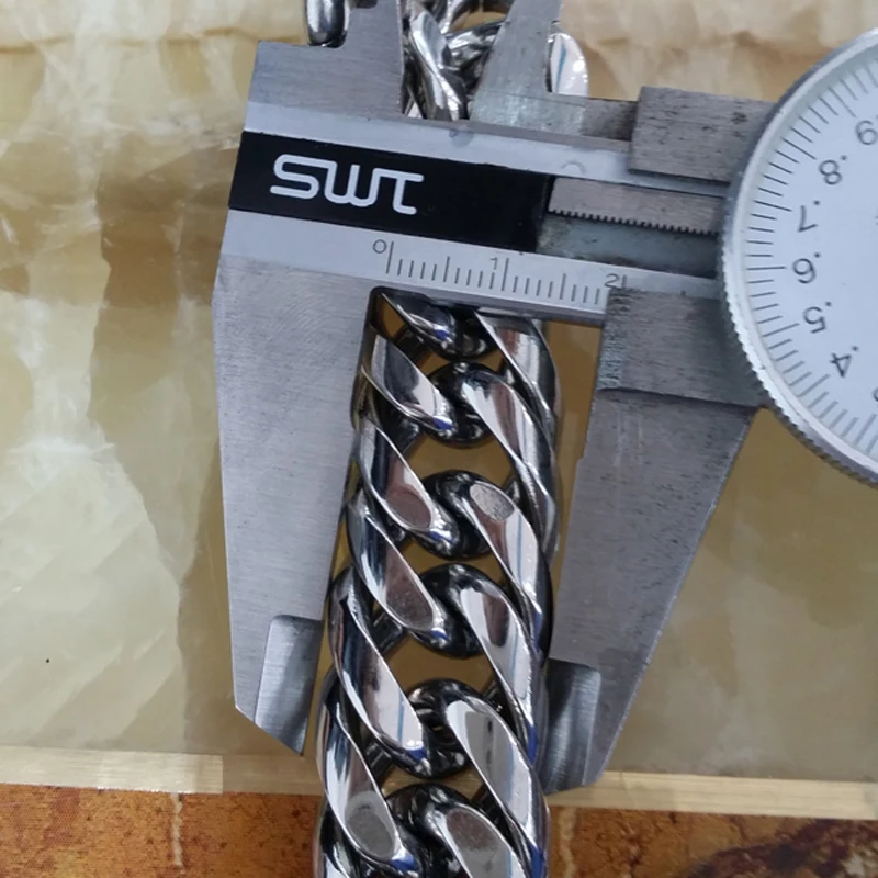 

Hip Hop Charms 316L Stainless Steel Curb Cuban Link Chain Necklace for Men Halloween Jewelry Gift 16-40inch