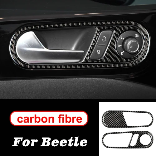 Door Handle A Аксессуары для volkswagen beetle, внутренняя отделка из углеродного волокна, центральная консоль, дверная панель, рулевое колесо, наклейки для автомобиля, Стайлинг - Название цвета: Door Handle A