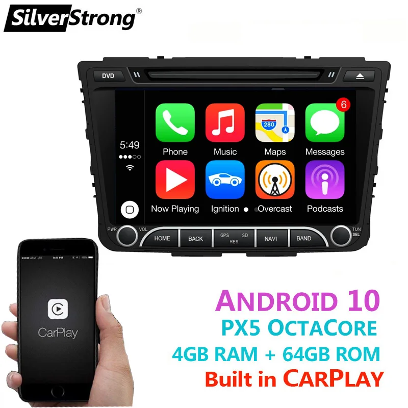 CarPlay 4 Гб 64 ГБ Creta Android10 OctaCore Navi для Hyundai ix25 DSP NXP6686 Radio FM RDS 7851 AMP GPS Wifi | Автомобили и