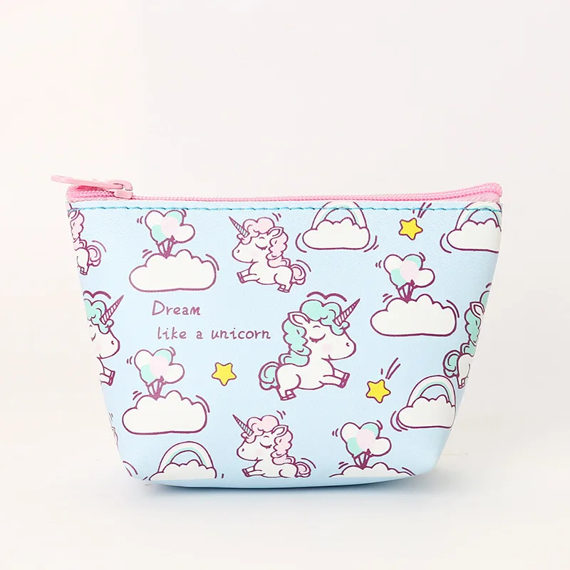 Blue Сумки для женщин монета кошелек держатель Kawaii животное Единорог мини Изменить Кошельки для денег сумка милые дети молнии мешок подарок - Цвет: Blue