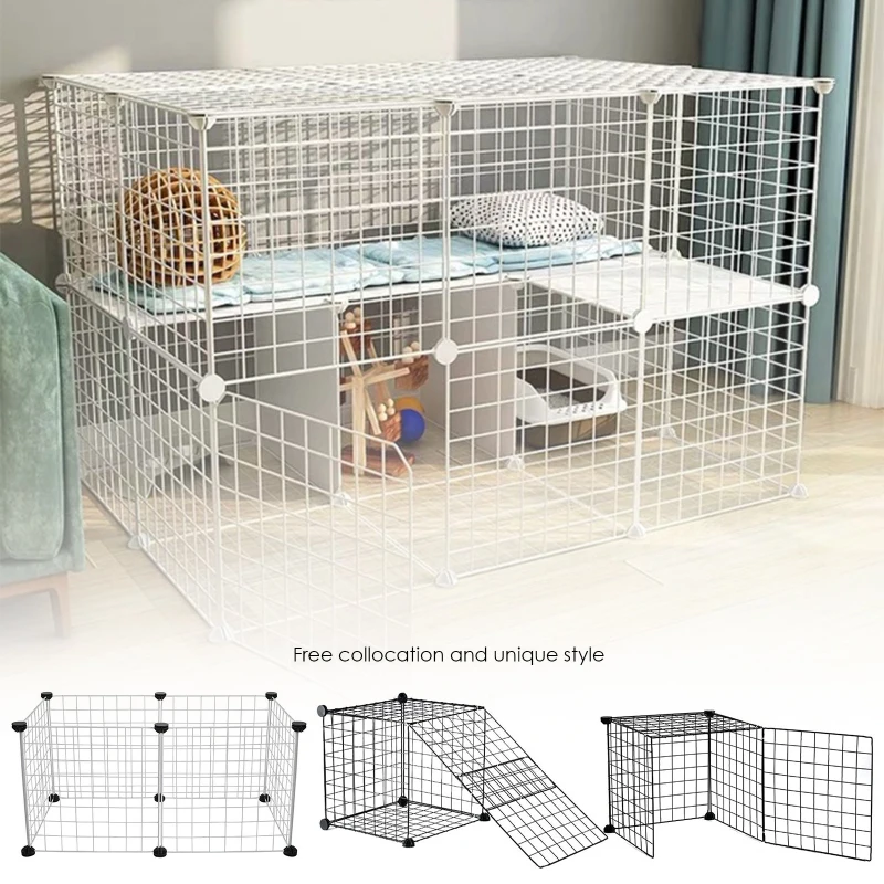 

AUPORO Foldable Pet Playpen Iron Fence Puppy Kennel House Exercise Training Puppy Kitten Space Dogs Supplies Rabbits Pig Cage