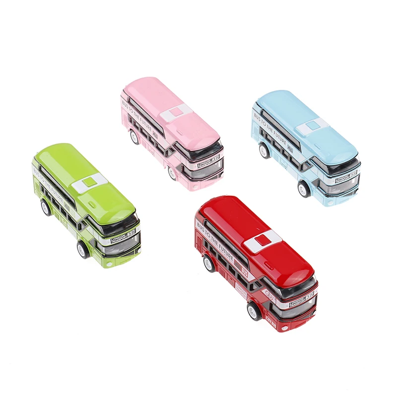 

Kid metal diecast cars toys pull back 1:43 double decker bus toy gift