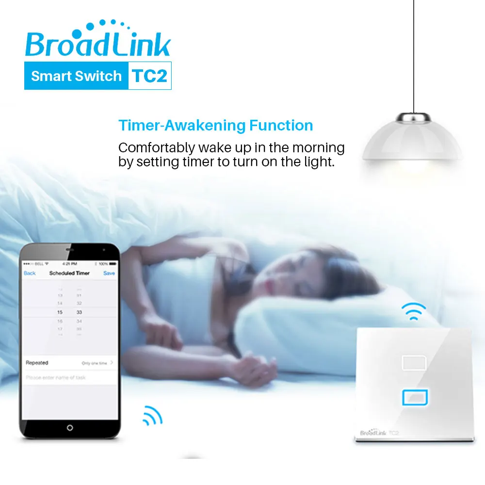 Broadlink TC2 1 банда/2 банды/3 банды/ЕС сенсорный RF433 Wifi настенный выключатель с одним