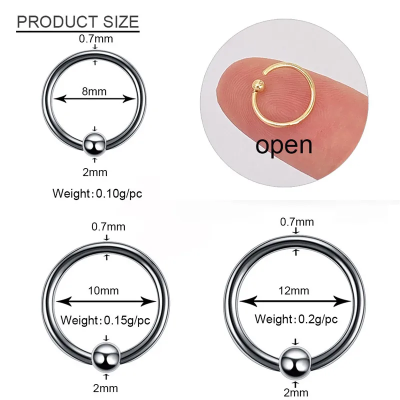 Кольцо из нержавеющей стали с откидной застежкой кольцо для пирсинга носа губ
