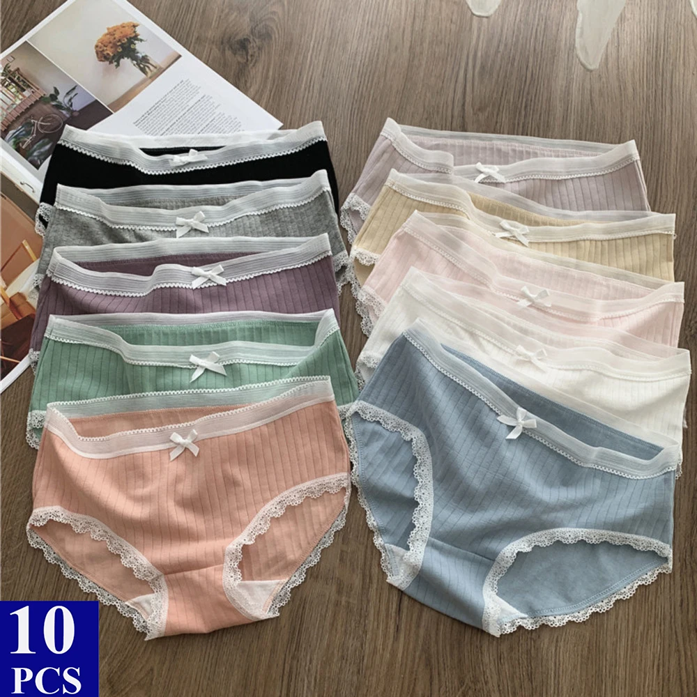 10 шт./лот женские хлопковые трусики сексуальное нижнее белье женское кружевные