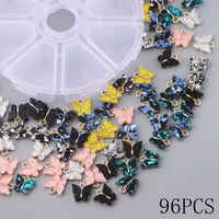 96pcslot shiny acrylic butterfly colorful charms jewelry accessories with free box for diy making earrings bracelets necklaces