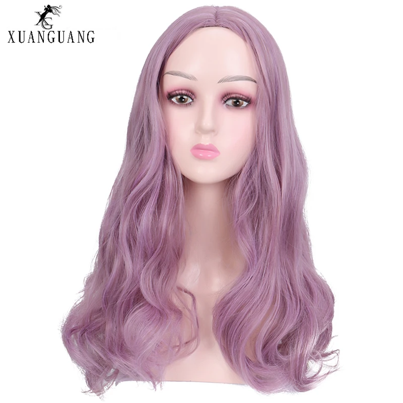 Длинный смешанный фиолетовый женский волнистый термостойкий синтетический