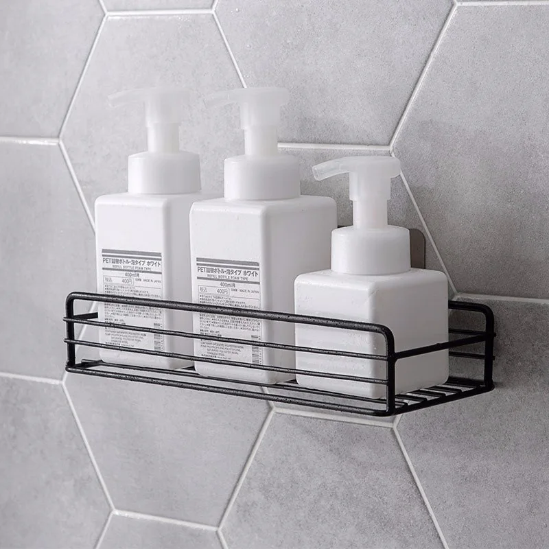 

Bathroom kitchen Punch Corner Frame Shower Shelf Wrought Iron Shampoo Storage Rack Holder with Suction Cup bathroom accessories