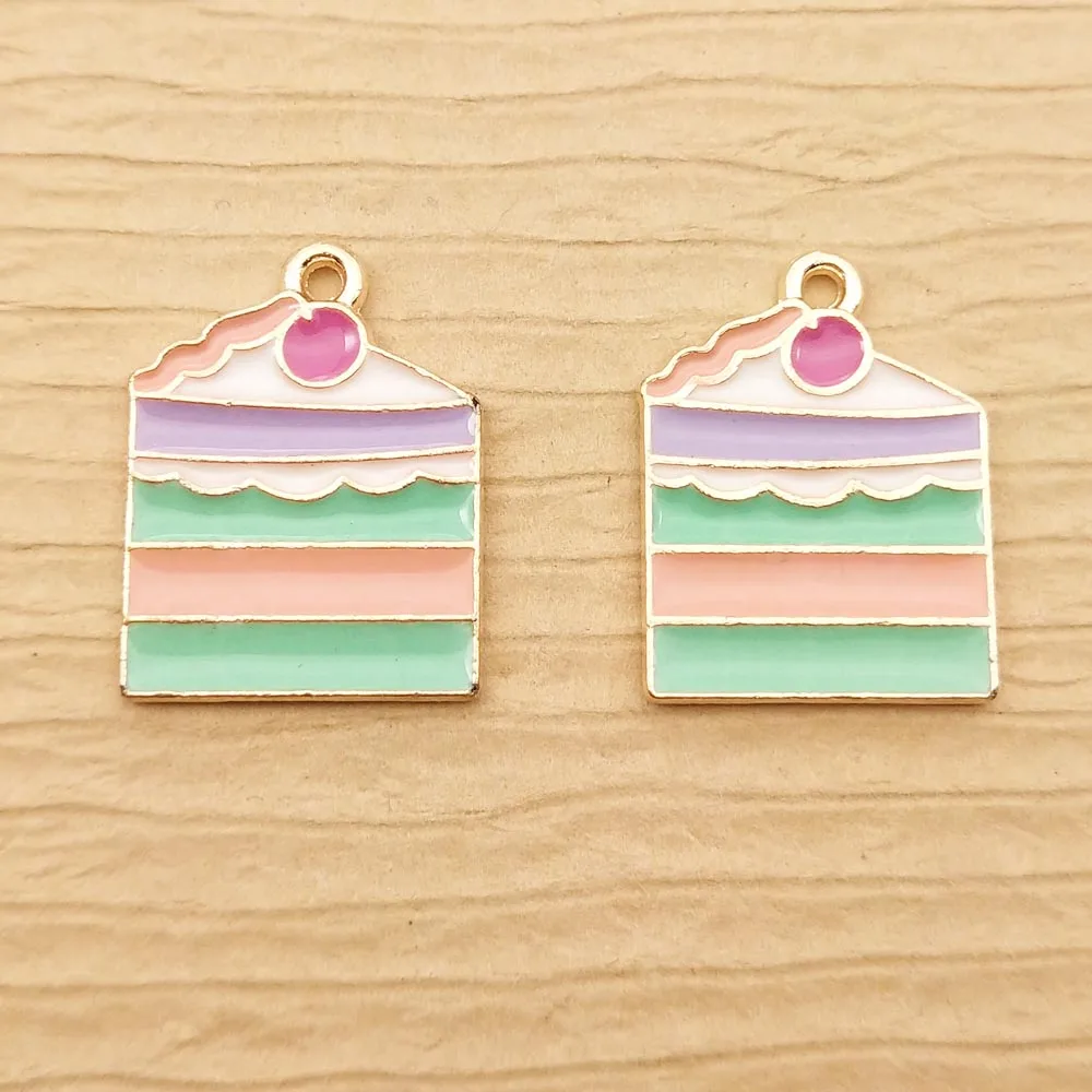 

10pcs 15x20mm enamel cake charms for jewelry making fashion earring pendant bracelet charm necklace charms diy finding