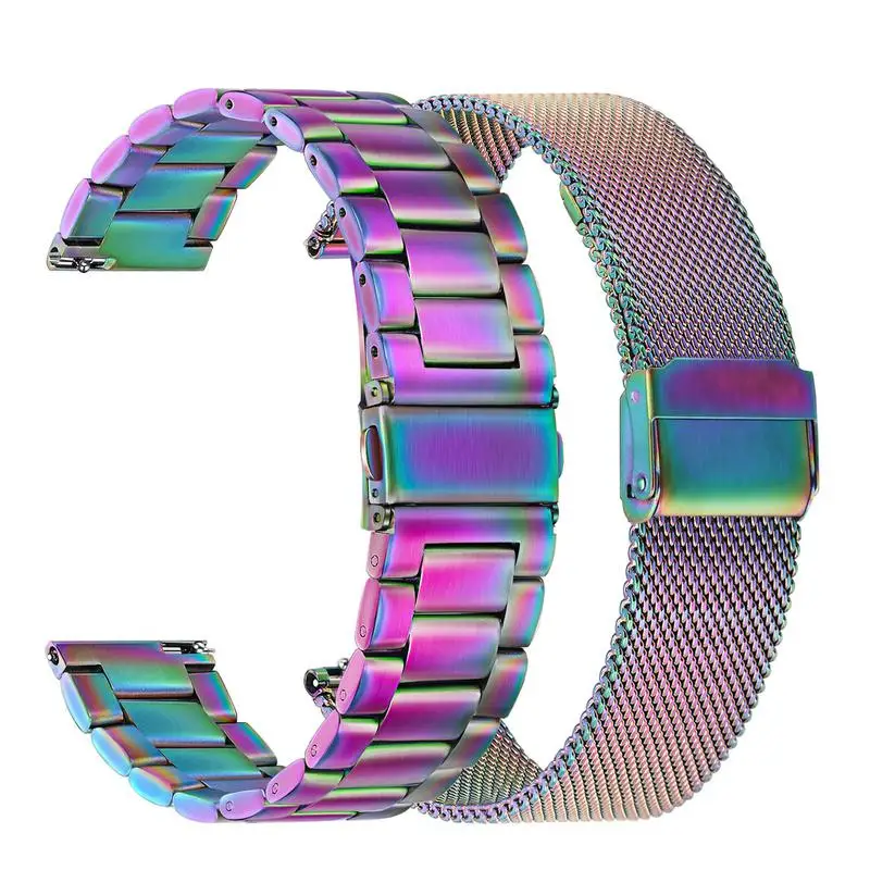 Colorful Colorful 2 шт. сетчатый и прочный ремешок из нержавеющей стали 20 мм для samsung Galaxy Watch 42 мм/Активный 40 мм/gear S2 классический/gear спортивный ремешок - Цвет ремешка: Colorful Colorful