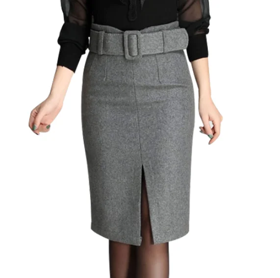 Женская облегающая юбка OL commuter Однотонная с высокой талией на бедрах и задним