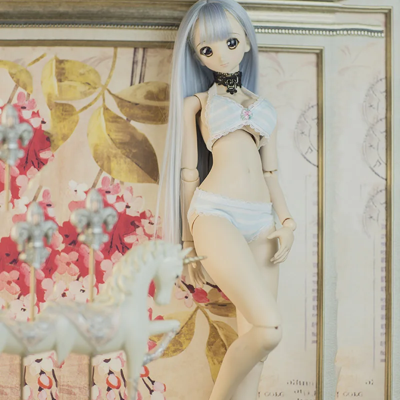 Bybrana Bjd/Sd/Ddl/Ddm/Mdd/Dddy 3 точки 4 Точки Нижнее белье синие и белые полосатые купальные
