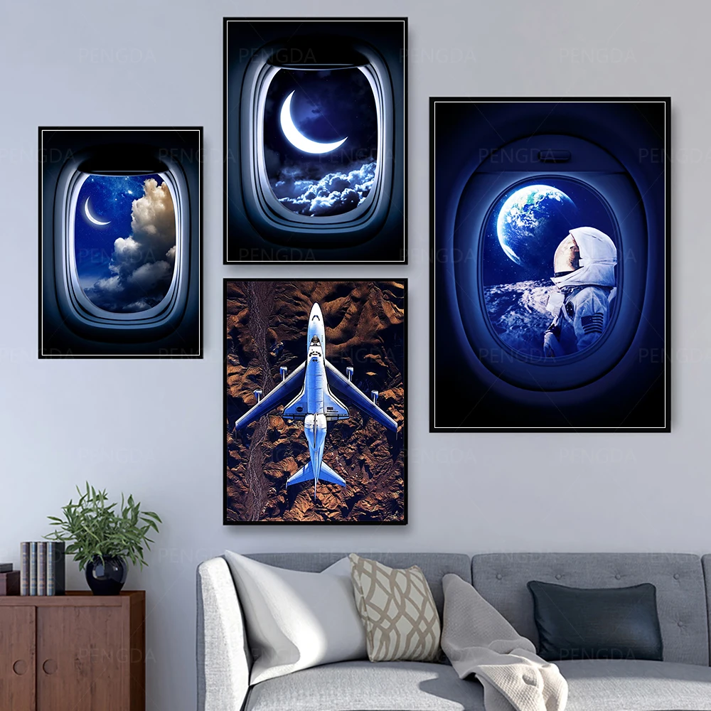 Холст HD Печать эстетический плакат астронавт домашний декор лунный свет Картина