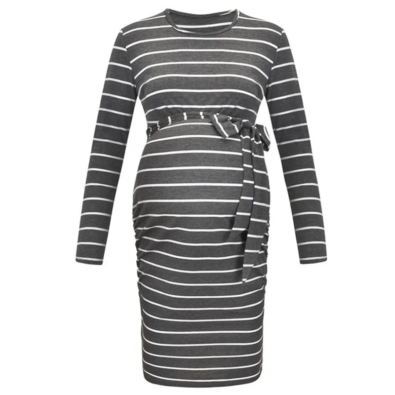 

Women Short Sleeve Maternity Dress O-neck Casual Flowing Tunic Dress Pregnancy Clothes High Waist Pleated Elegant Charming Dress