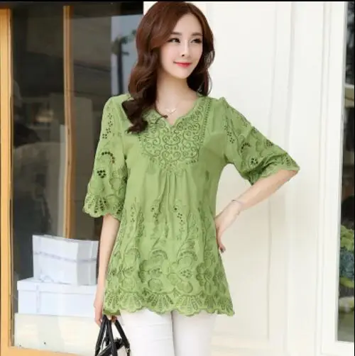 Лето 2019 женские блузки винтажная рубашка с вышивкой этническая блузка коротким