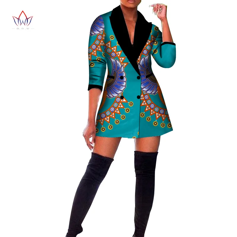 Autumn African Trench Coat for Women Clothing Africa Print Blazer Outfits Dashiki Office Outwear WY5804 | Тематическая одежда и